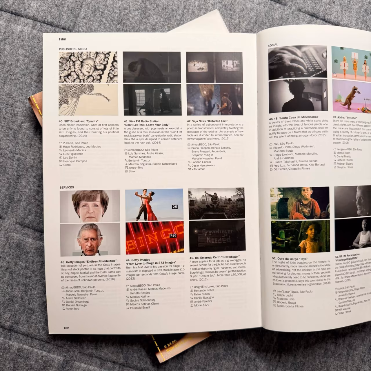 Lürzer’s Archive, open spread with film and TV work