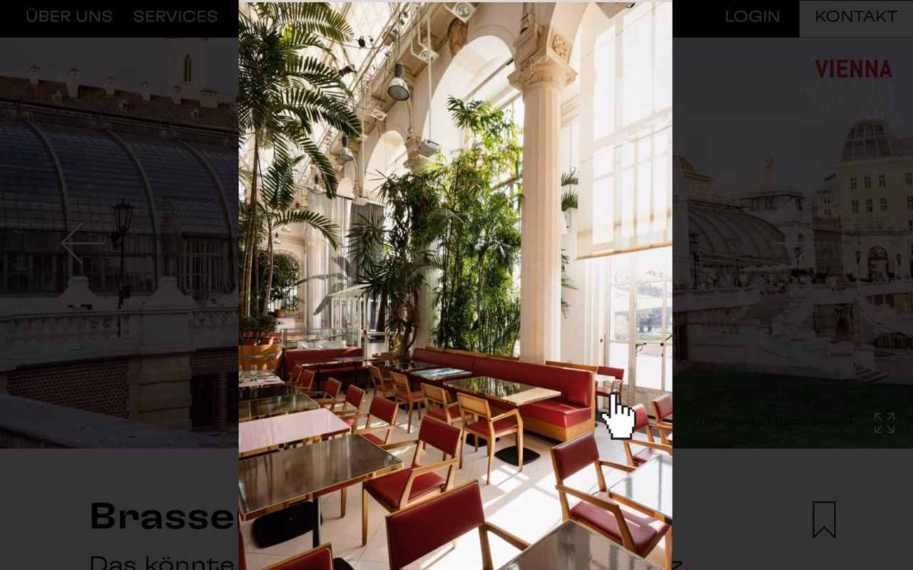 Full-screen image slider of a location