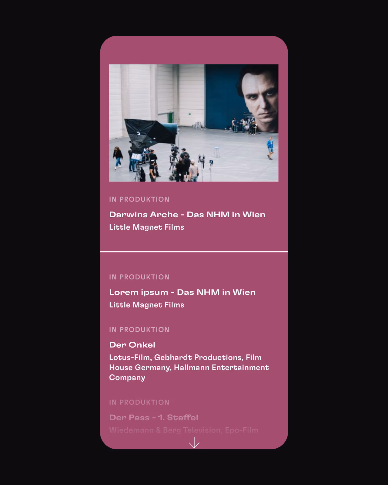 Production mirror on mobile: current productions shot in Vienna